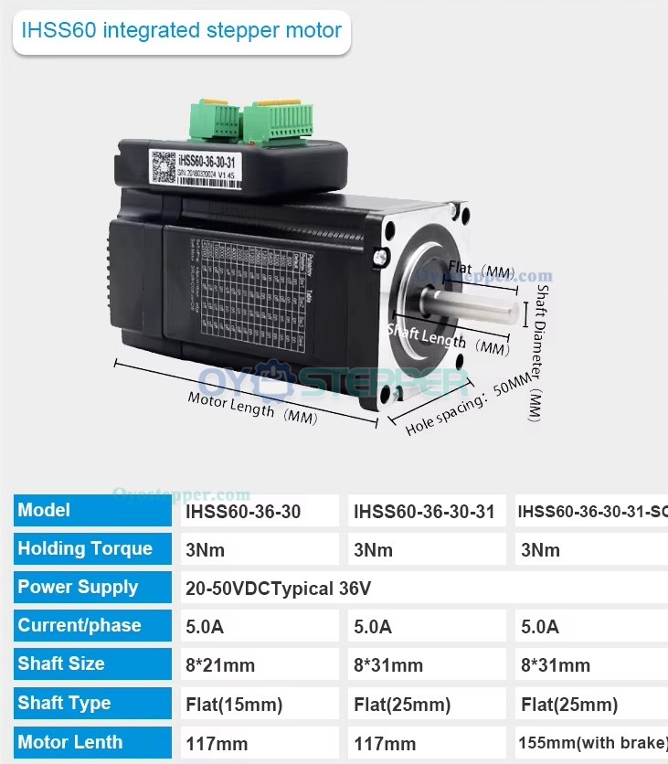 JMC NEMA 23 Closed Loop Integrated Stepper Motor 1.8 Deg 3Nm 5A 36V 2 Phase 60 x 60mm